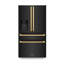 Zline 36 In. Autograph Edition 4-door Refrigerator In Black Stainless W/ Flat Gold Handles