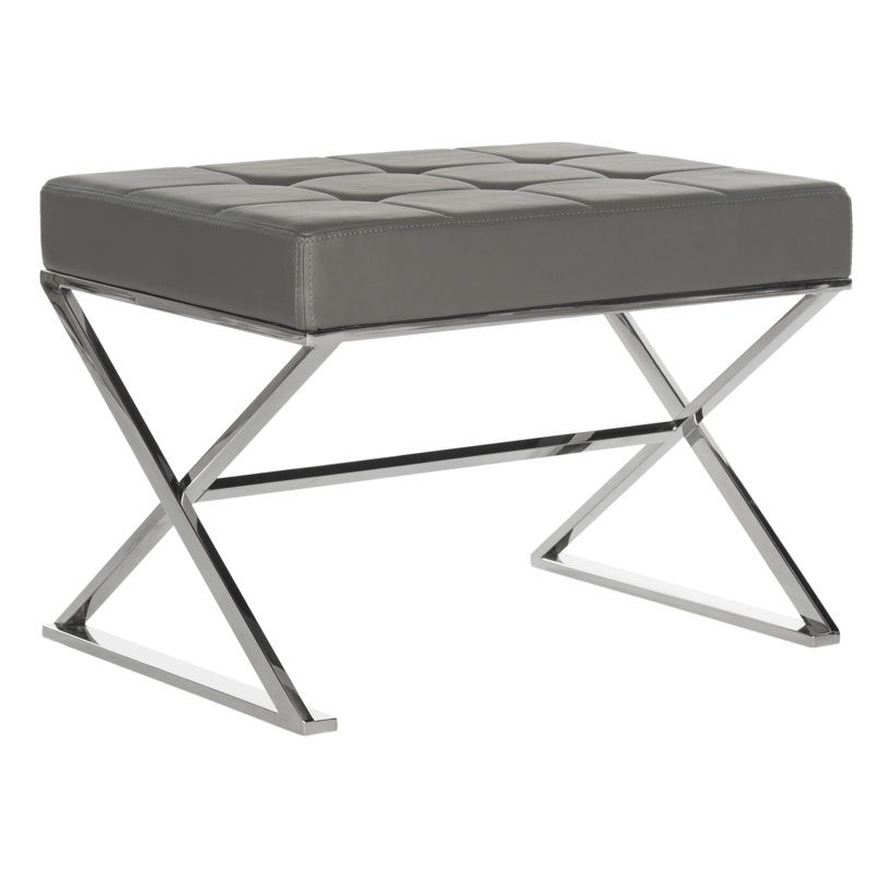 Repose-pieds standard capitonné de 25,2 po Boldberg, Similicuir gris