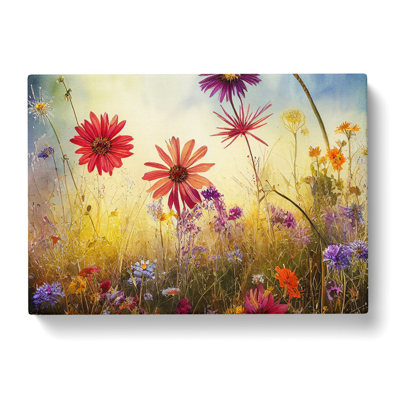 Bold Wildflowers Floral - Wrapped Canvas, 40cm H x 60cm W x 3cm D