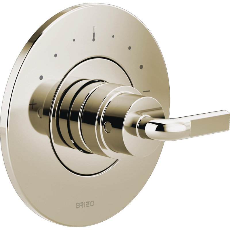 Litze Valve Trim with Handle and Mixing Cartridge, Notch Lever, Polished Nickel