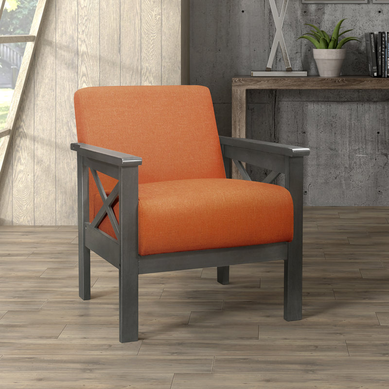 Fauteuil d'appoint Mid-Century moderne de 27,5 po avec revêtement en tissu texturé Coosa de Coosa, 100 % polyester orange