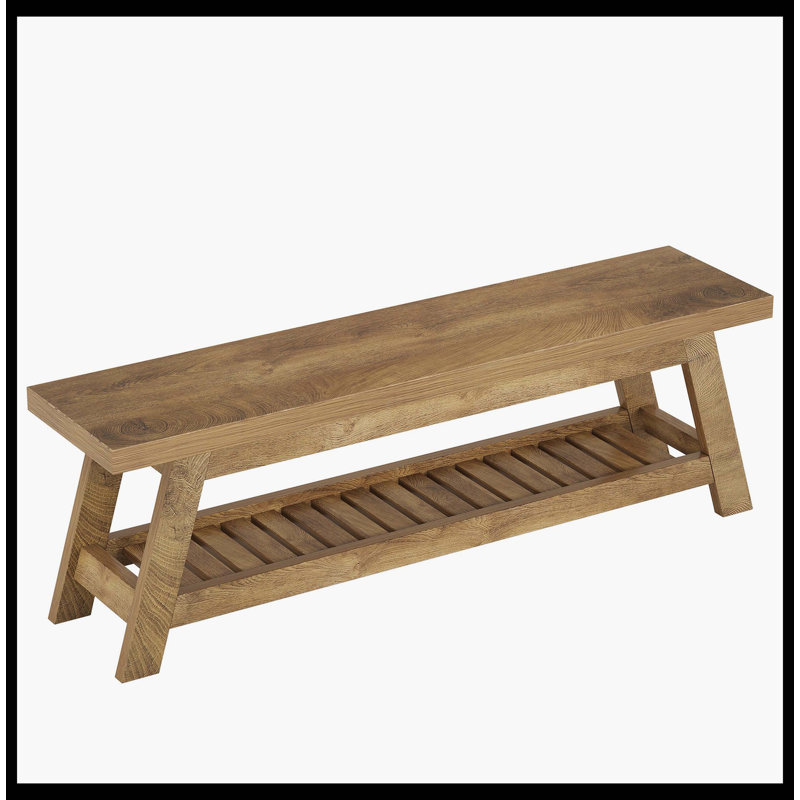 55" Entryway Bench, 2-Tier Foyer Seating Bench With Shoe Storage