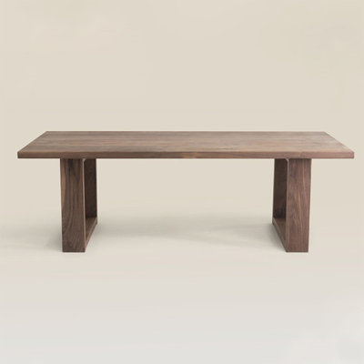 Nut-Brown Rectangular Solid Wood Dining Table