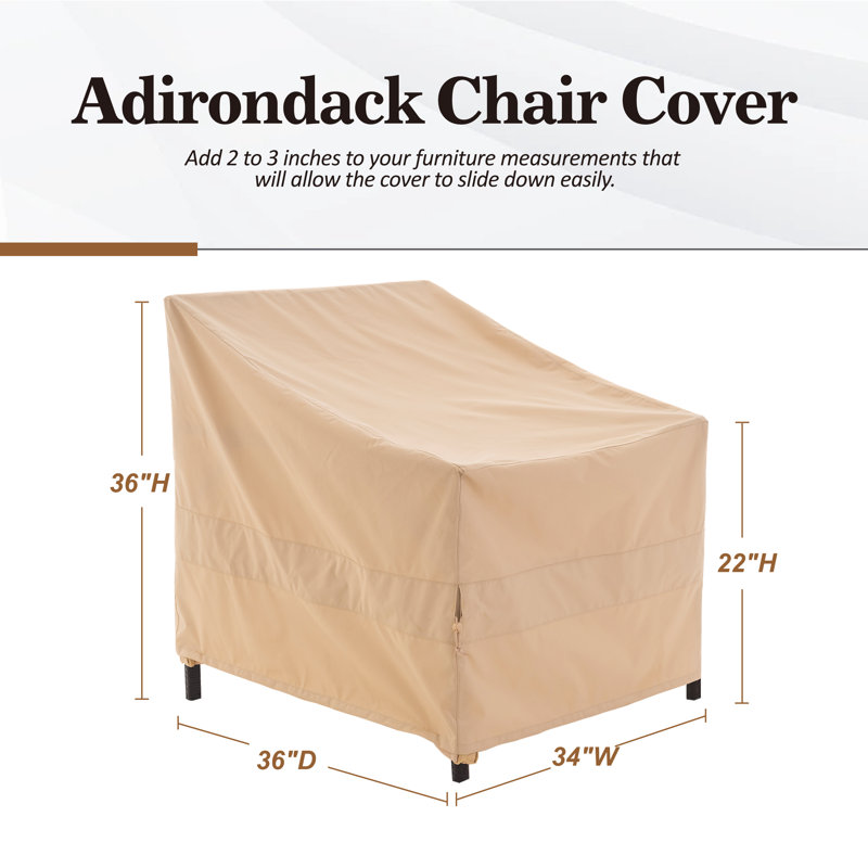 Waterproof Patio Chair Covers, 34"W x 36"D x 36/22"H, Heavy Duty Rip Stop, 3-Year Warranty, Beige