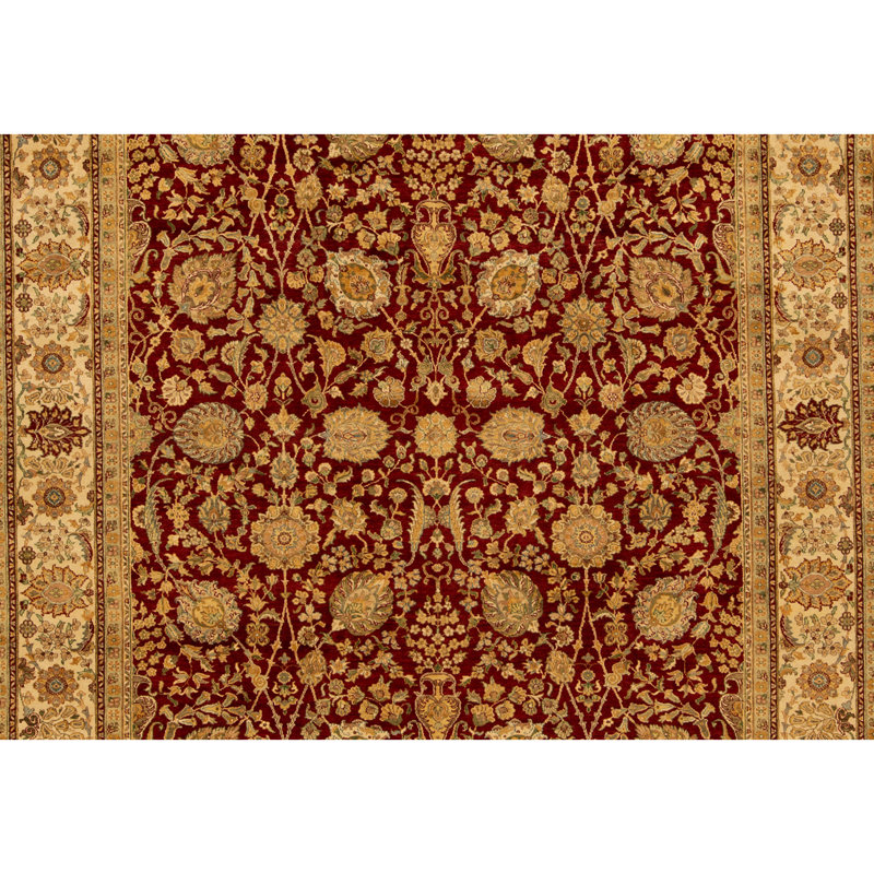 Tapis rouge et crème noué à la main de haute qualité