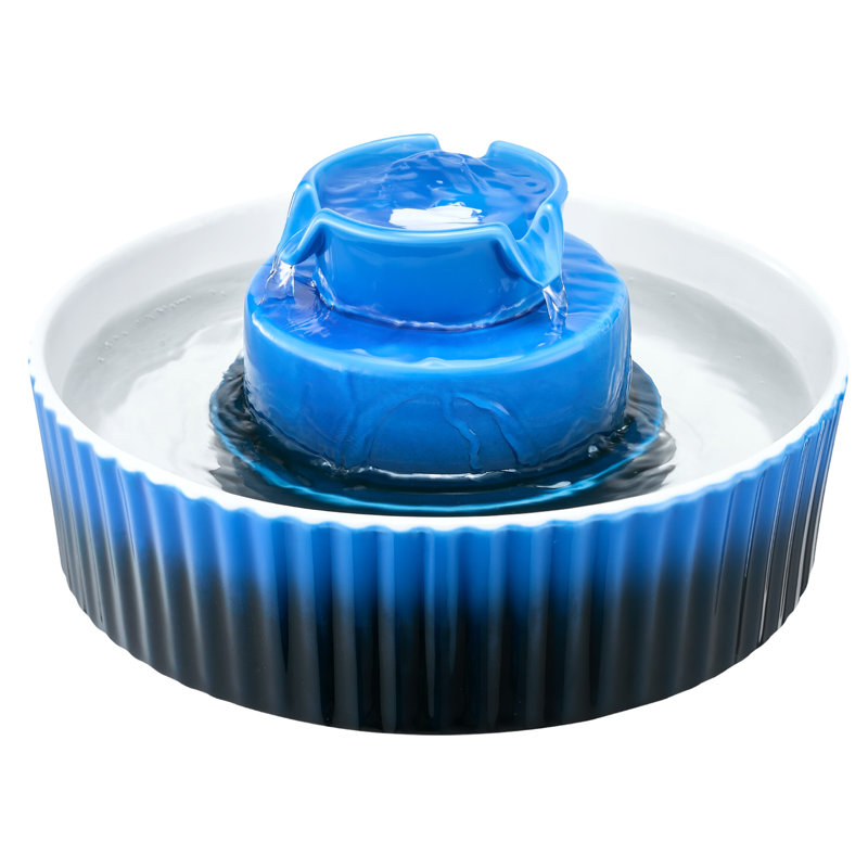 Fontaine en céramique pour chat 2,1 l, 360 à boire pour les animaux de compagnie, teinture - céramique, fontaine à double filtration de style petit gâteau de 2,1 l, surface, nettoyage à haute température