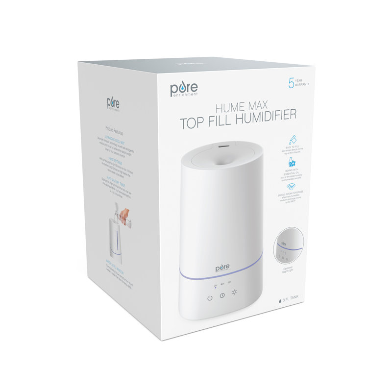 White Ultrasonic Cool Mist Humidifier with Top Fill Design