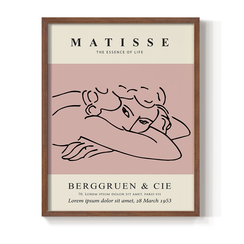 Matisse, reproduction encadrée en bois massif, Brun, H 10 po x l 8 po