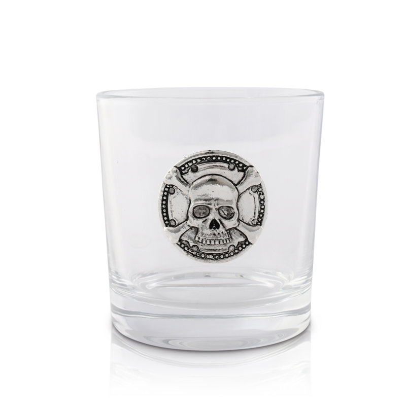 Arthur Court Skull Accent Pewter Whiskey Glass Set (Set of 4)