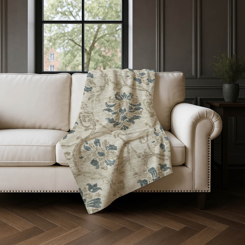Jeté floral Sherpa ASB762 Addison, Beige