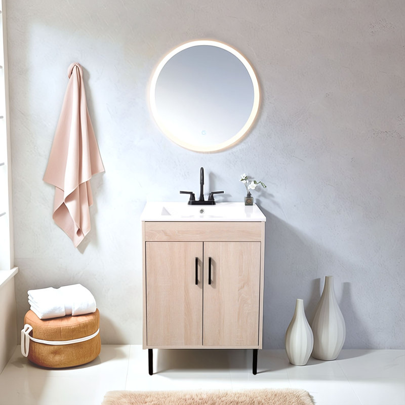 Ensemble de meuble-lavabo simple autoportant 24 po avec plateau en céramique 24 po