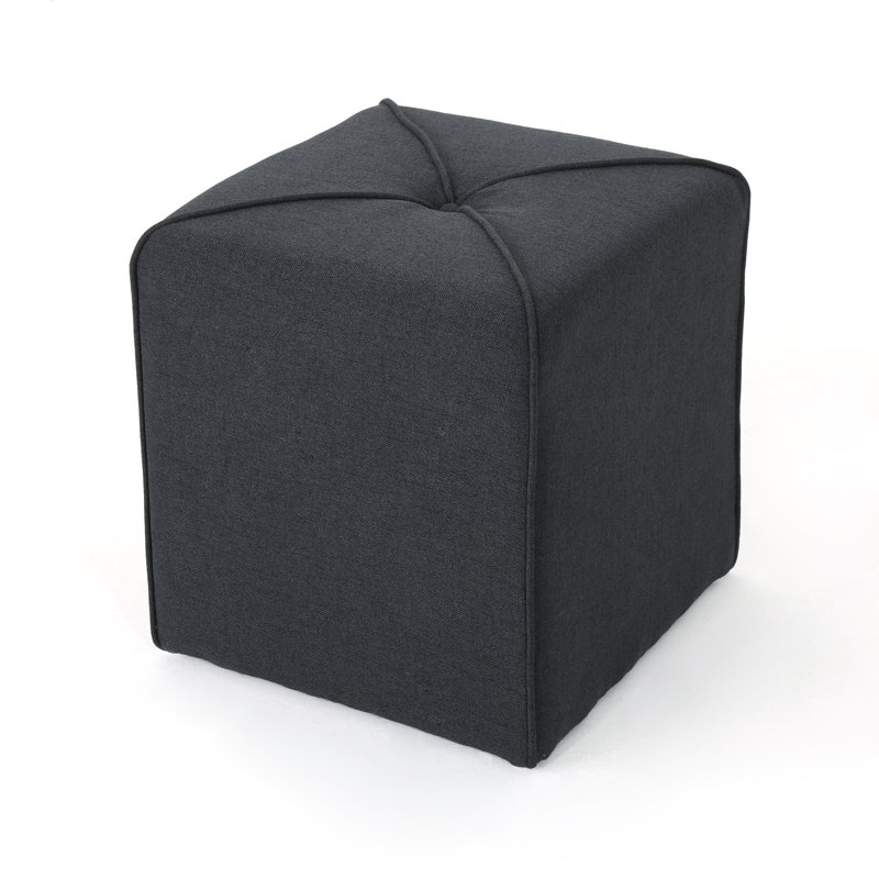 Cassella Upholstered Ottoman, Dark Charcoal Polyester Blend