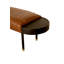  Banc en bois massif rembourré en cuir véritable brun chaud