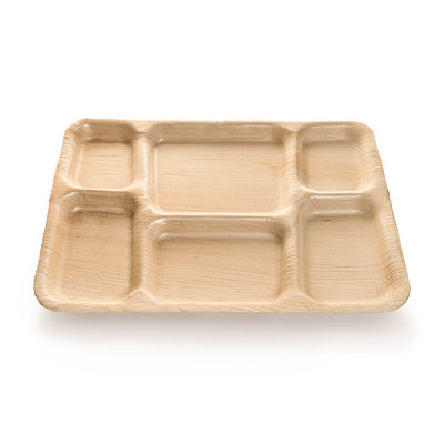 Disposable 6-Compartment Trays - Compostable
