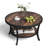 31.5" Rustic Industrial Round Coffee Table With 2-Tier Storage Shelf And Curved Metal Legs