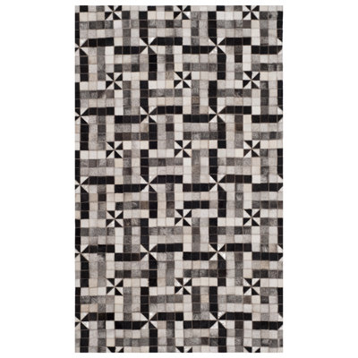 Tapis géométrique en cuir tissé à la main Patricio Studio