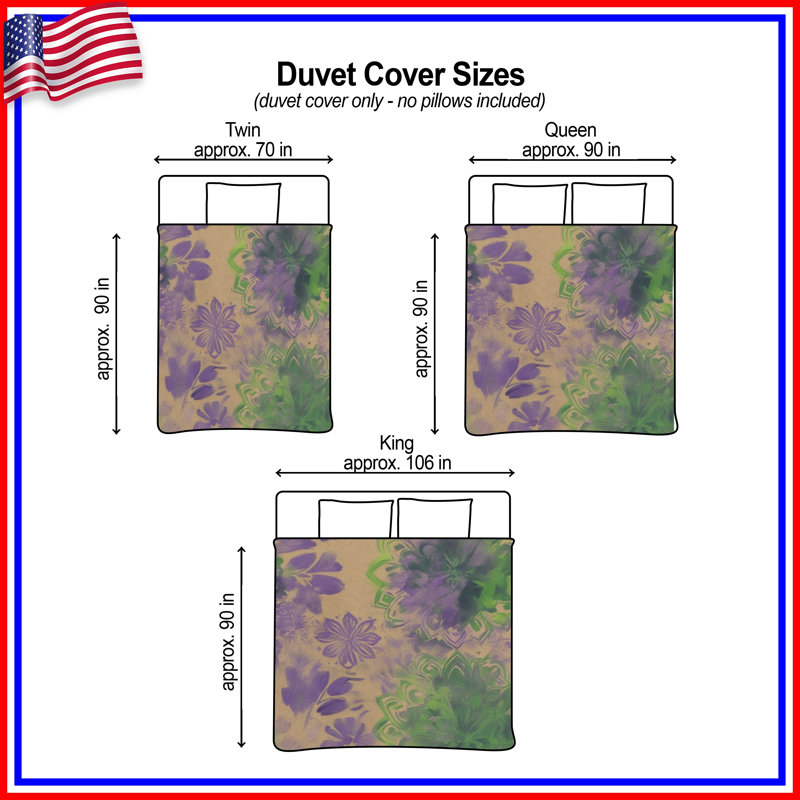 Purple Green Floral Mandala Duvet Covers, Grand lit
