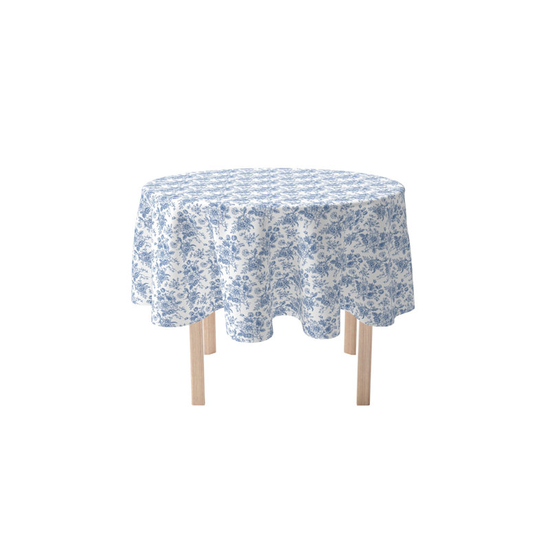 Pyrenees Floral Cotton Twill Tablecloth – Round, Washable, Botanical Print, Decorative Dining Linen