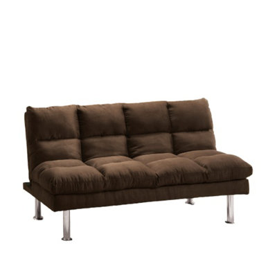 Canapé-lit futon contemporain en microfibre avec pieds de soutien supplémentaires