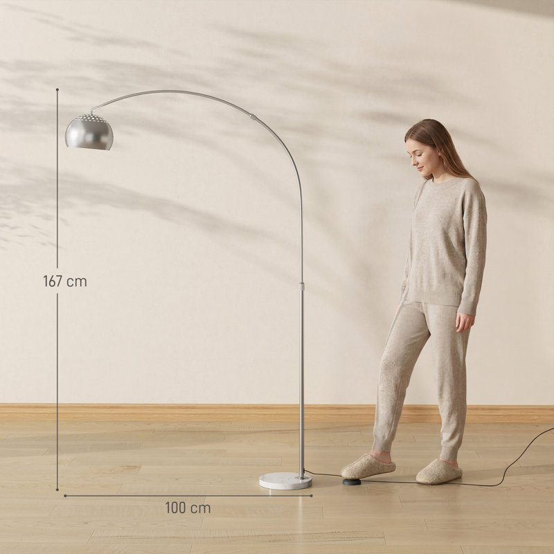 167cm Painted Arched Floor Lamp, Silver