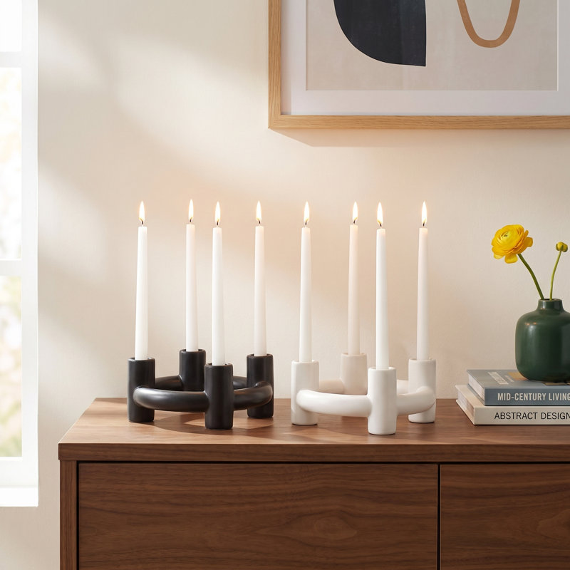 Mable 3.5'' H Earthenware Tabletop Candelabra