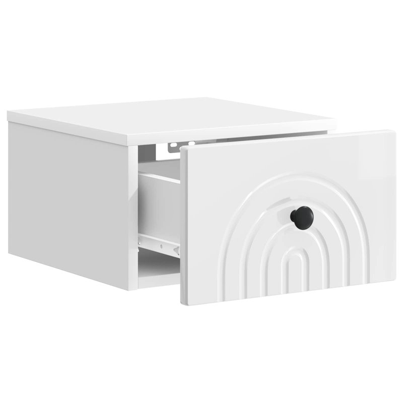 33cm W Manufactured Wood Bedside Table, High Gloss White
