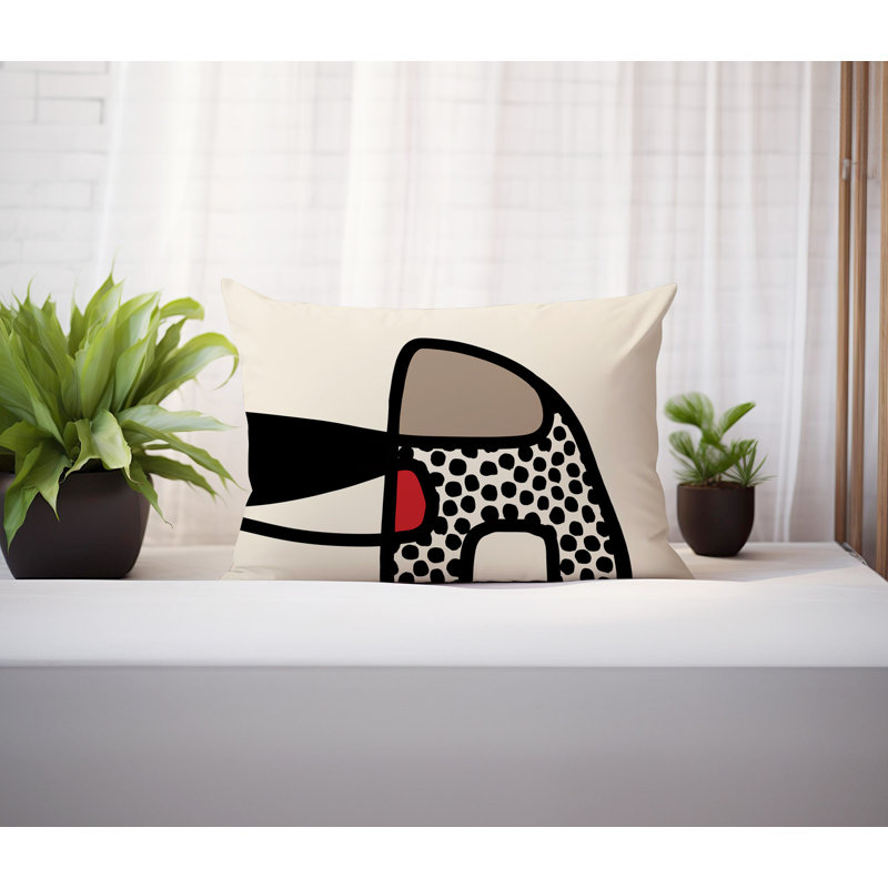 Coussin lombaire réversible intérieur / extérieur Jai Abstract, H 14 po x l 20 po, Rouge