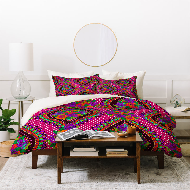 Polyester Floral Duvet Cover, Full/Queen Duvet + 2 Shams