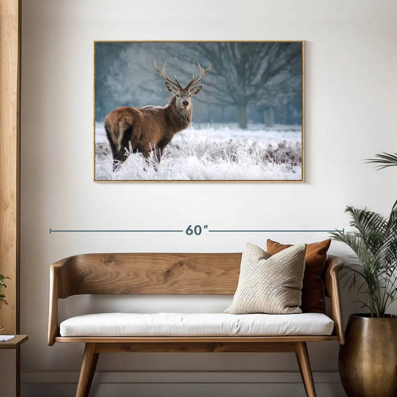 Cerf Stare, Cadre flottant en bois naturel, 43 po x 29 po
