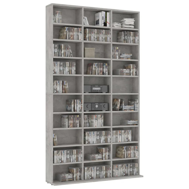 Cleanthes Bookcase, 177.5cm H x 102cm W x 16cm D, Concrete Grey