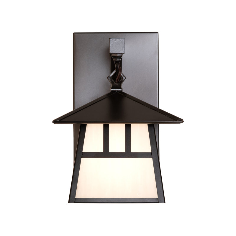 1 - Light Armed Sconce, 11.5" H x 8" W x 12.5" D, Craftsman Brown, White