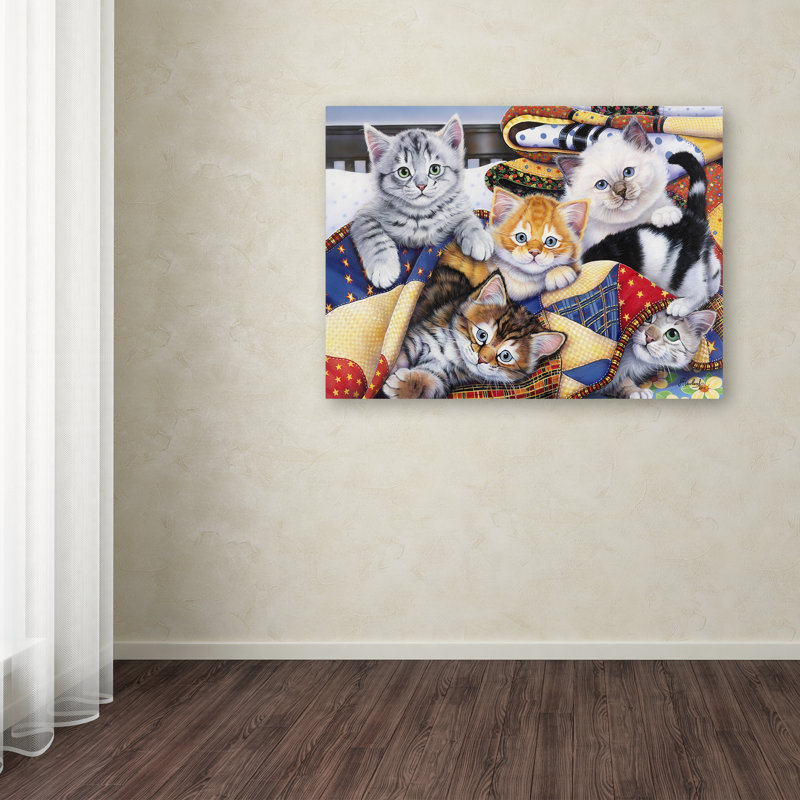 « confortable chatons », impression sur toile tendue, H 18 po x l 24 po x P 2 po