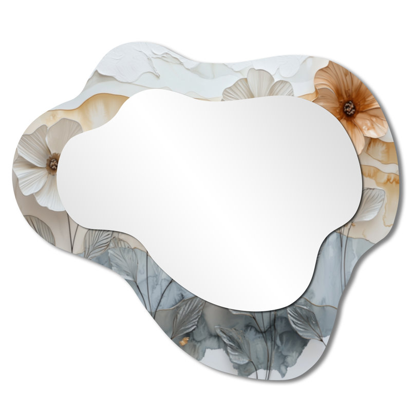 Soft Creamy Morning Glory Flowers Field I - Morning Glory Cloud Decorative Wall Mirror, Traditional Vanity Mirror, Printed on Metal