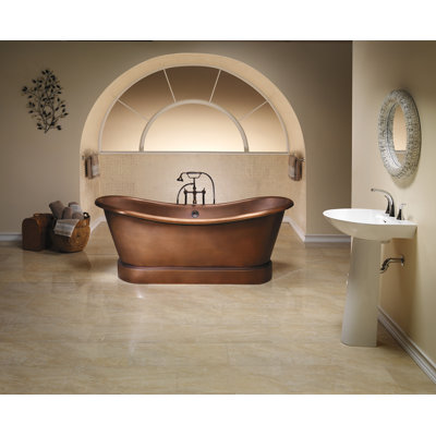 71.62'' x 32'' Freestanding Soaking Copper Bathtub