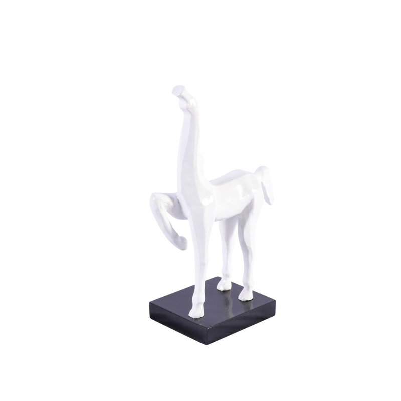 Statue avec base cheval-sabot, H 21 po x l 12,5 po x P 4,75 po, Blanc