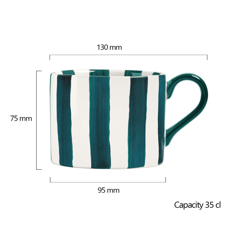 Stripes Stoneware Coffee Mug, Green