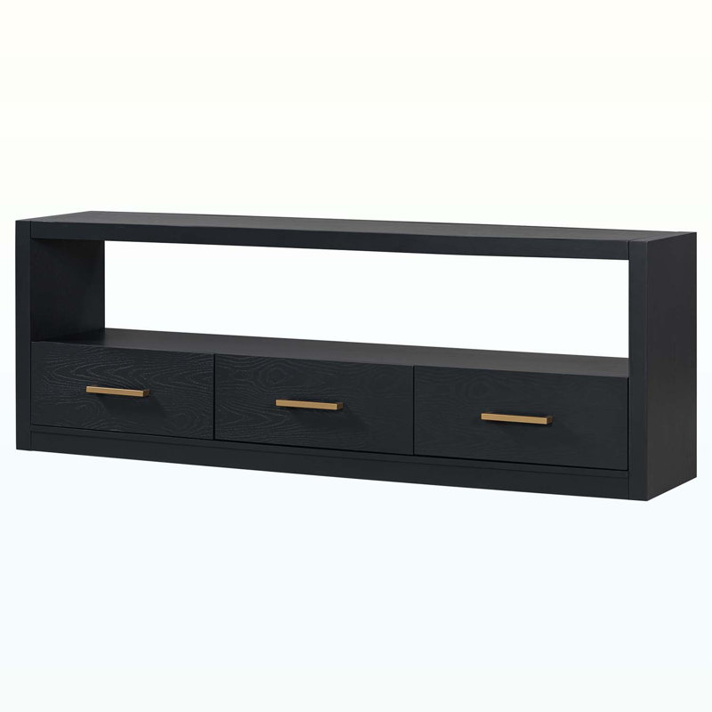 Stylish Console Table with Three Drawers and Spacious Surface, Black