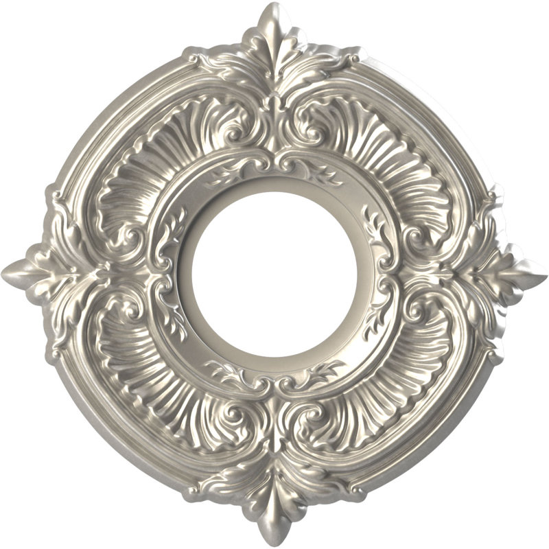 Attica Thermoformed PVC Ceiling Medallion, Bright Coat Aluminum, 10" H x 10" W x 0.75" D