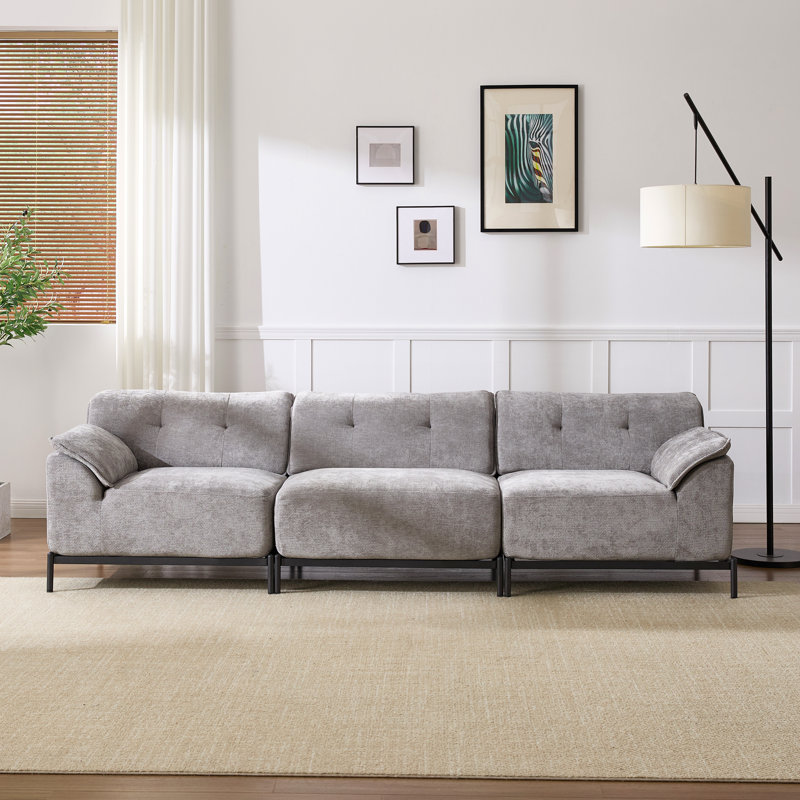 70.9" Upholstered Loveseat, Gray Chenille