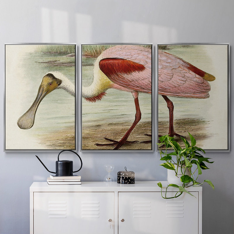 Roseat Spoonbills II 3 pièces, H 24 po x l 48 po x P 2 po, Argent