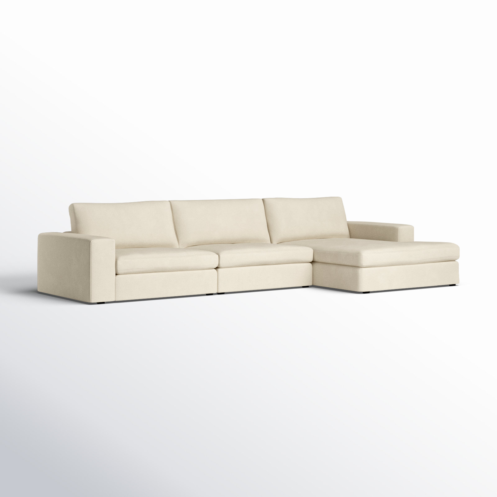 Ojai 3 - Piece Upholstered Sectional, Right Hand Facing, Beige Chenille