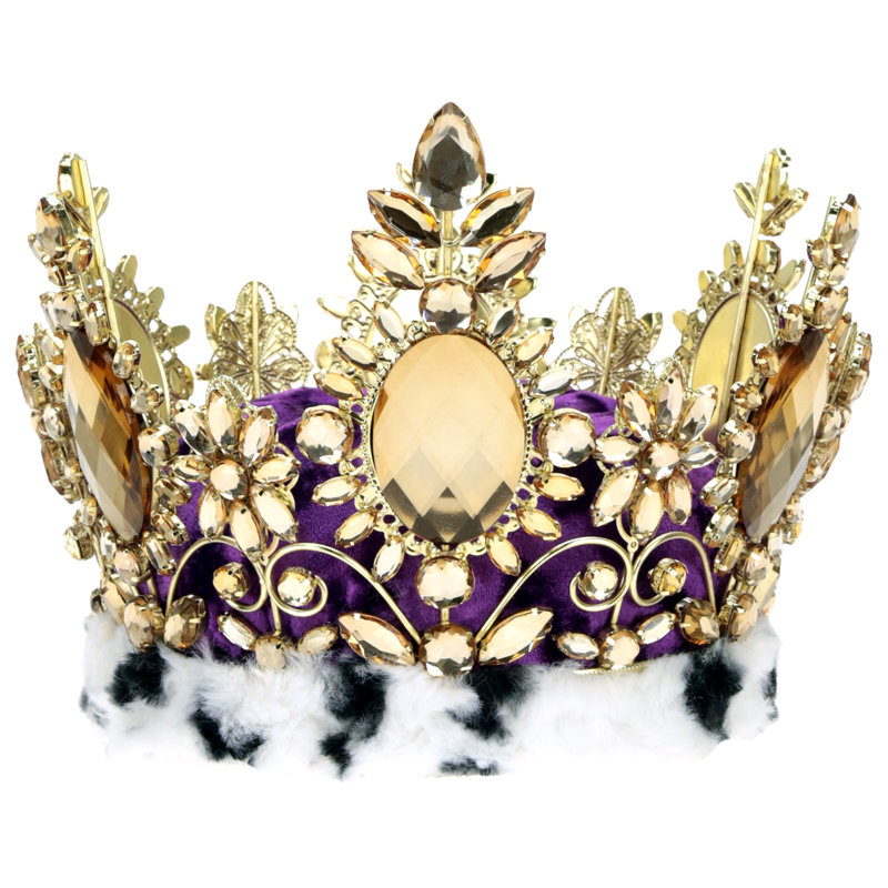 Couronne pour bijoux, rouge, 7,5 po, Mauve / or / blanc / noir