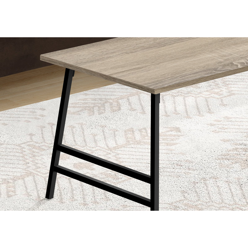 Table de salon en stratifié taupe, cadre rectangulaire en métal noir moderne de 40 po, bureau d'appoint café stratifié pour la pièce, l 40 po