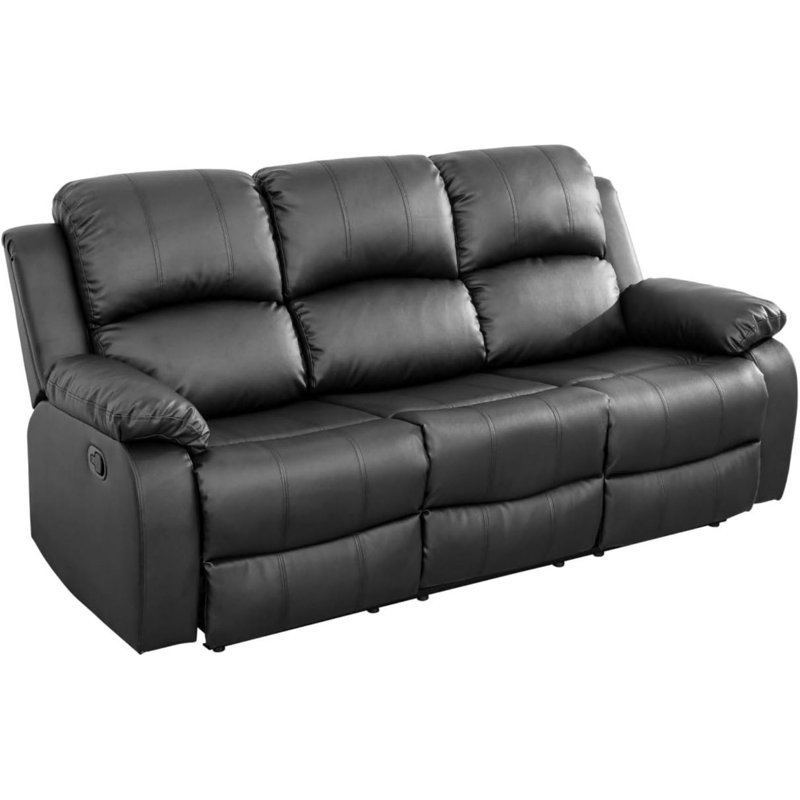 Lysi Faux Leather Recliner, Black Faux Leather