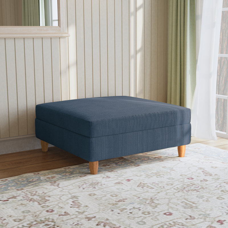 39.8cm Wide Square Solid Colour Standard Ottoman, Navy