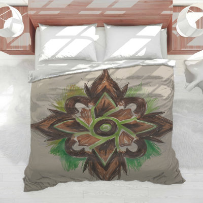 Édredon brun et vert mandala