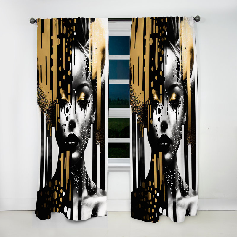 Golden Fluidity Of Womanhood IV - Modern Curtain - Velvet Room Darkening - 1 panel, 52" W x 120" L