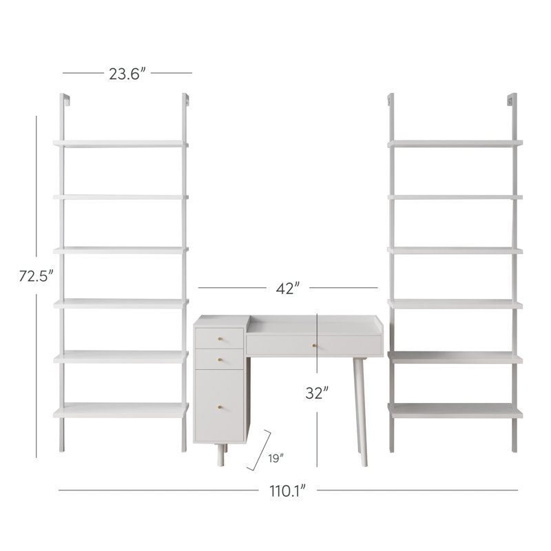 Farmhouse Desk And Bookshelf Set