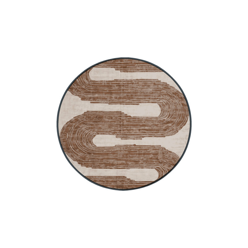 Tapis brun soyeux et moelleux, Rond 3 pi