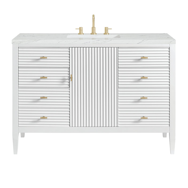 Myrrin 48'' W Single Vanity, Bright White, Ethereal Noctis, 8" Widespread